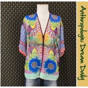 Anthropologie Dream Daily Blouse Mixed Media Wearable Art Medium Colorful